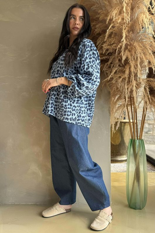  Zanzibar Pillow Cotton Hugh Shirt Celeste & Navy